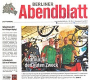 Titelseite Berliner Abendblatt mit den Radfahrern Stephen Rakowski, Henry Pflger und Gabor Pflger im Fahrradladen Radelkowski in der Weitlingstrae in Berlin Lichtenberg.